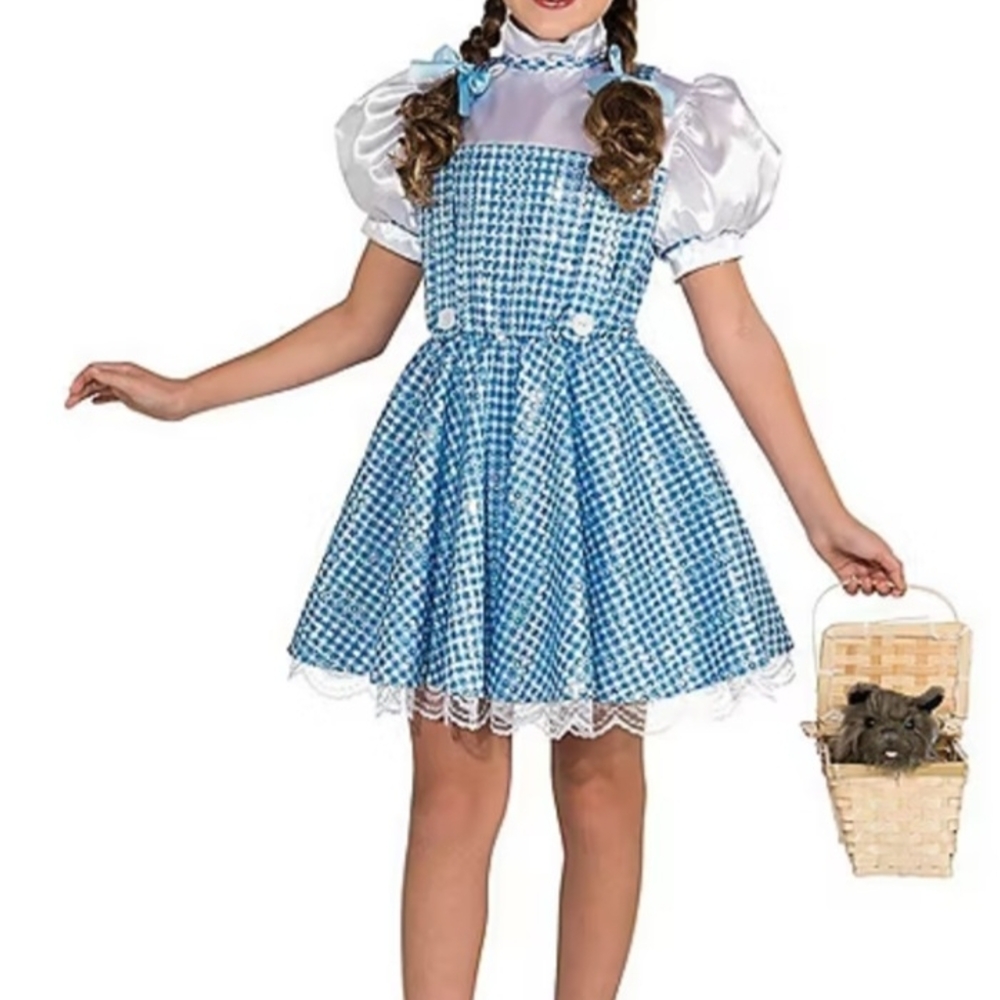 Charming Blue Checkered Kids Costume Dress